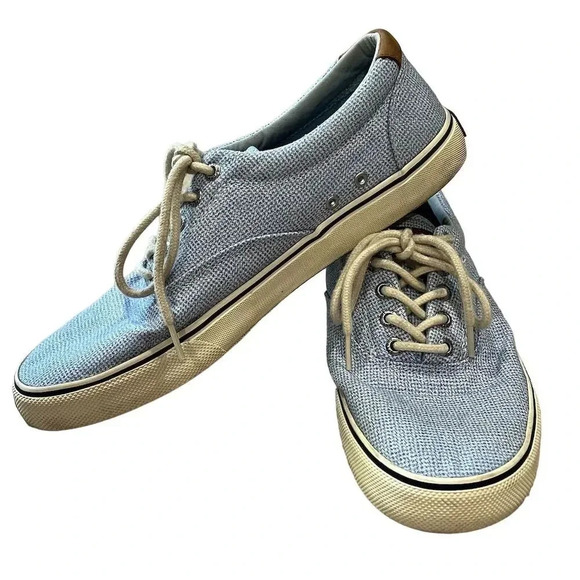 Sperry Men's Striper II CVO Gingham Sneakers Blue Size 10 Casual - Picture 2 of 9